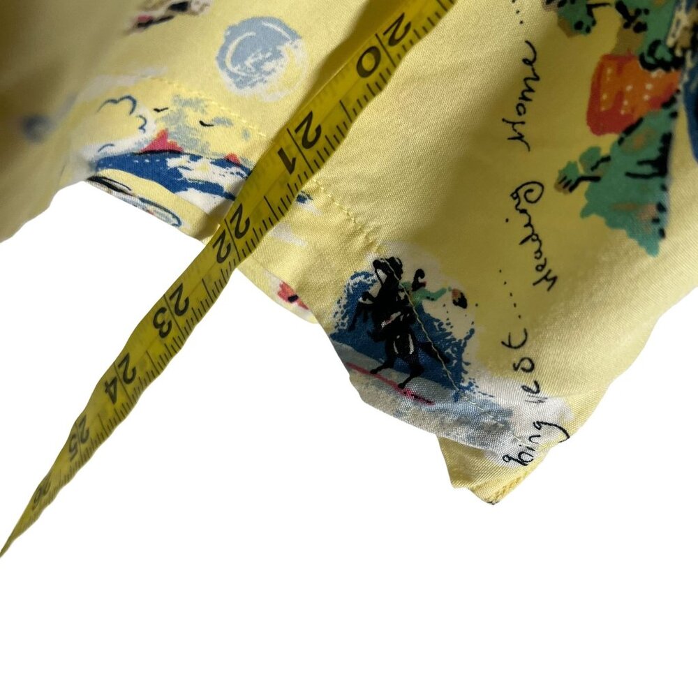 Vintage 90s Yellow Travel Print Button Up Short Sleeve Top Small - Picture 4 of 5
